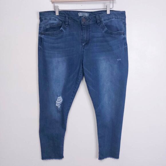 Wit & Wisdom Distressed Raw Hem Ankle Jeans Womens 16 Blue - Picture 1 of 7